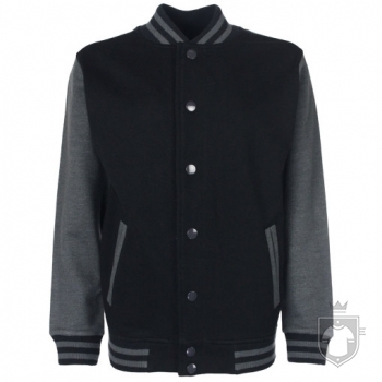 Sudaderas FDM Chaqueta Varsity Kids color Black-Charcoal :: Ref: 37 Sudaderas FDM Chaqueta Varsity Kids color Black-Charcoal :: Ref: 37