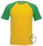 Camisetas Fruit of the Loom Baseball color Sunflower - Kelly Green :: Ref: AM Camisetas Fruit of the Loom Baseball color Sunflower - Kelly Green :: Ref: AM