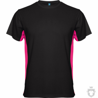 Camisetas Roly Tokio Bicolor color Black/Fuchsia :: Ref: 0240 Camisetas Roly Tokio Bicolor color Black/Fuchsia :: Ref: 0240