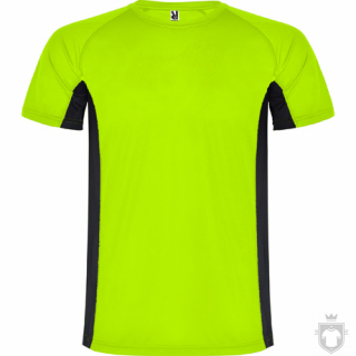 Camisetas Roly Shanghai color Fluor green / Black :: Ref: 22202 Camisetas Roly Shanghai color Fluor green / Black :: Ref: 22202