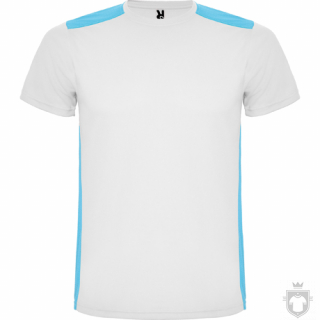 Camisetas Roly Detroit color White - sky blue :: Ref: 0112 Camisetas Roly Detroit color White - sky blue :: Ref: 0112