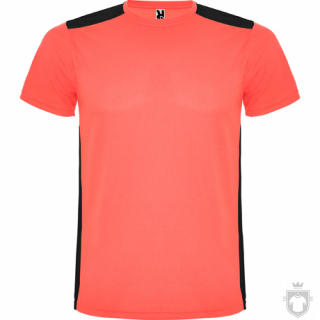 Camisetas Roly Detroit color Fluor Choral/Black :: Ref: 23402 Camisetas Roly Detroit color Fluor Choral/Black :: Ref: 23402