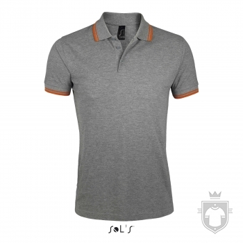 Polos Sols Pasadena Tallas grandes color Grey melange - Orange :: Ref: 932 Polos Sols Pasadena Tallas grandes color Grey melange - Orange :: Ref: 932