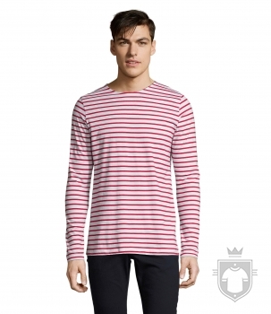 Camisetas Sols Marine ML color White - Red :: Ref: 987 Camisetas Sols Marine ML color White - Red :: Ref: 987
