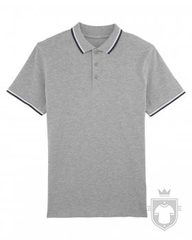 Polos Stanley/Stella Competes Tipped Heather color Heather Grey/White/French Navy :: Ref: C975 Polos Stanley/Stella Competes Tipped Heather color Heather Grey/White/French Navy :: Ref: C975