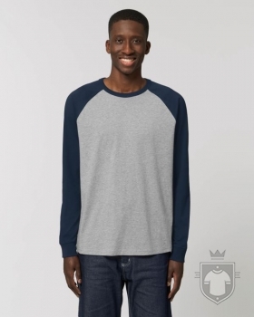Camisetas Stanley/Stella Catcher M/L Heather color Heather Grey/French Navy :: Ref: C985 Camisetas Stanley/Stella Catcher M/L Heather color Heather Grey/French Navy :: Ref: C985