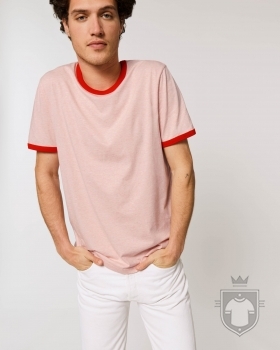 Camisetas Stanley/Stella Ringer Heather color Cream Heather Pink/Bright Red :: Ref: C861 Camisetas Stanley/Stella Ringer Heather color Cream Heather Pink/Bright Red :: Ref: C861
