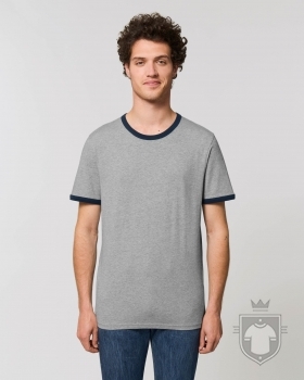 Camisetas Stanley/Stella Ringer Heather color Heather Grey/French Navy :: Ref: C985 Camisetas Stanley/Stella Ringer Heather color Heather Grey/French Navy :: Ref: C985