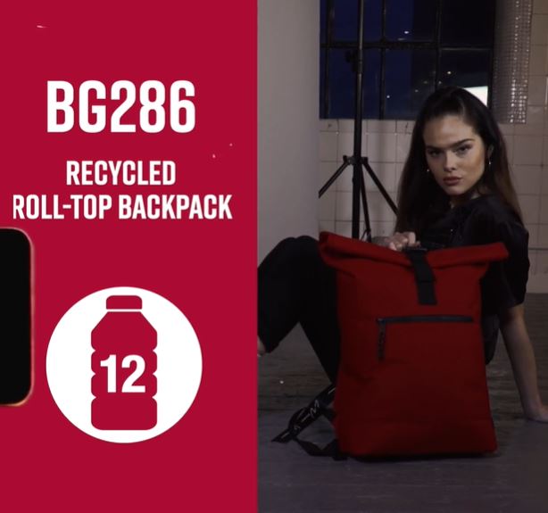 Vídeo de detalle de Bag Base Recycled Roll-Top Backpack BG286
