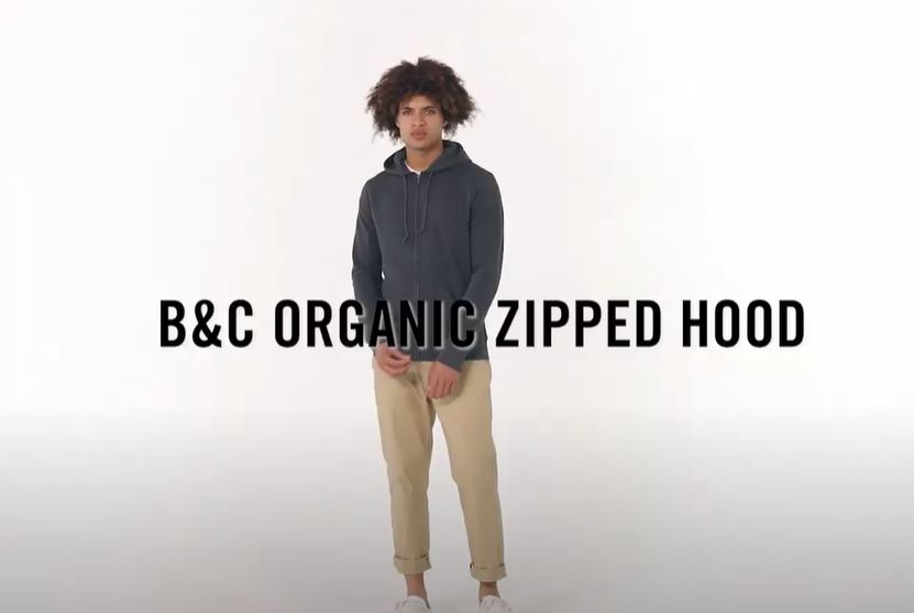 Vídeo de detalle de B&C Organic Zipped Hood
